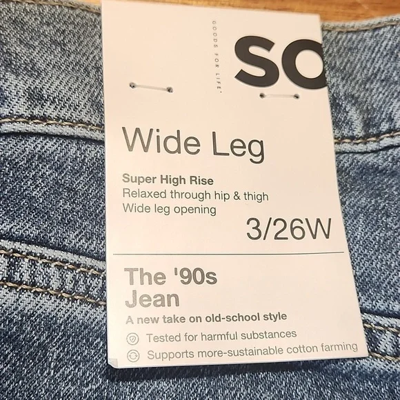 S O Goods for life blue jeans 3/26W JUNIOR - Picture 7 of 11